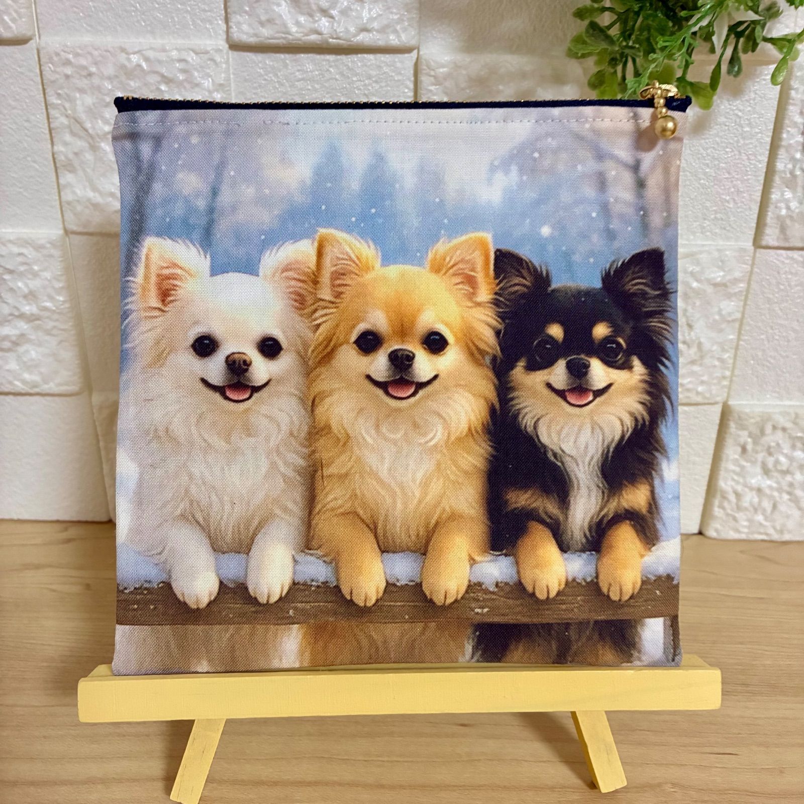 両面パネル フラットポーチ 犬 チワワ - メルカリ