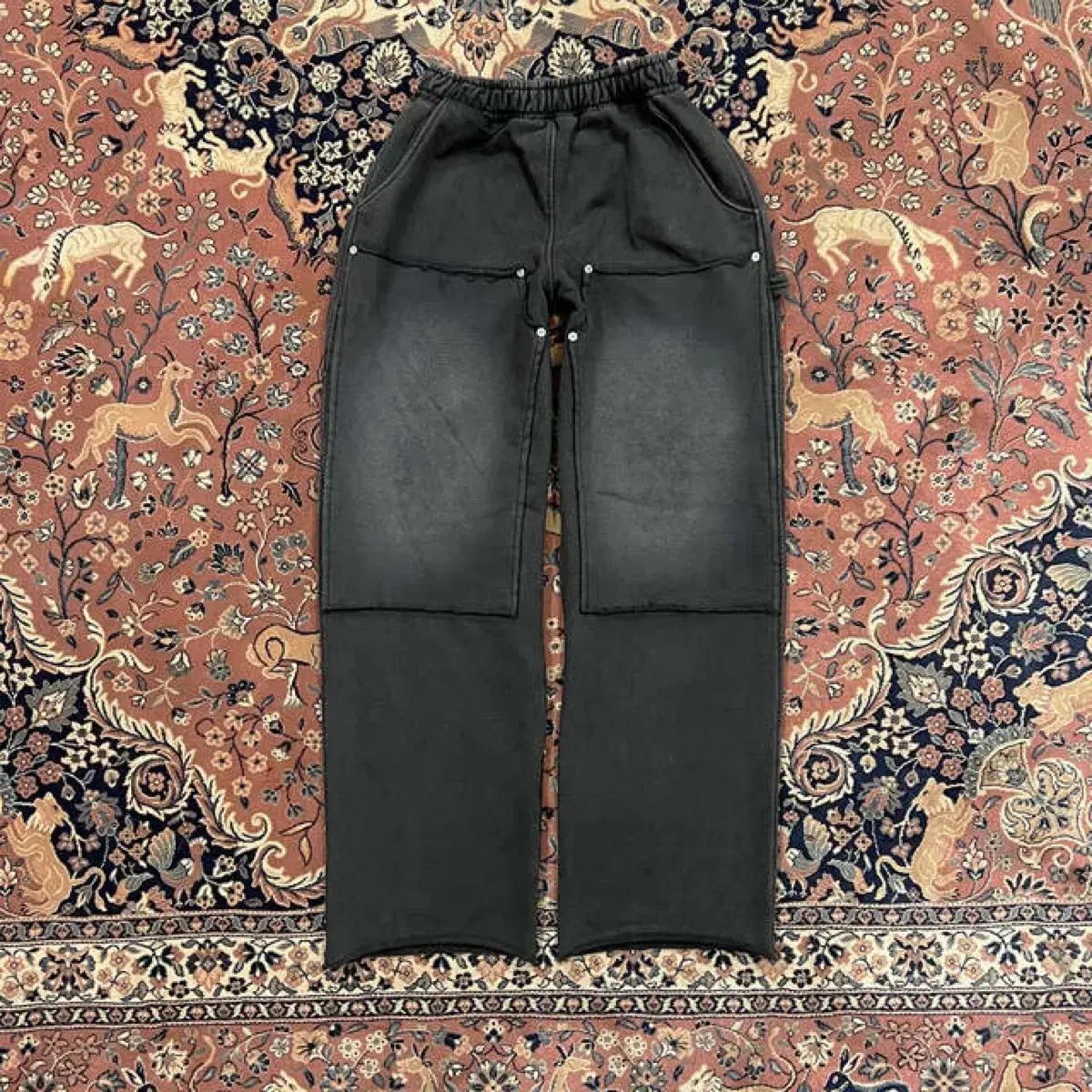 XL ピアス ダブルニー スウェットパンツ ブラック