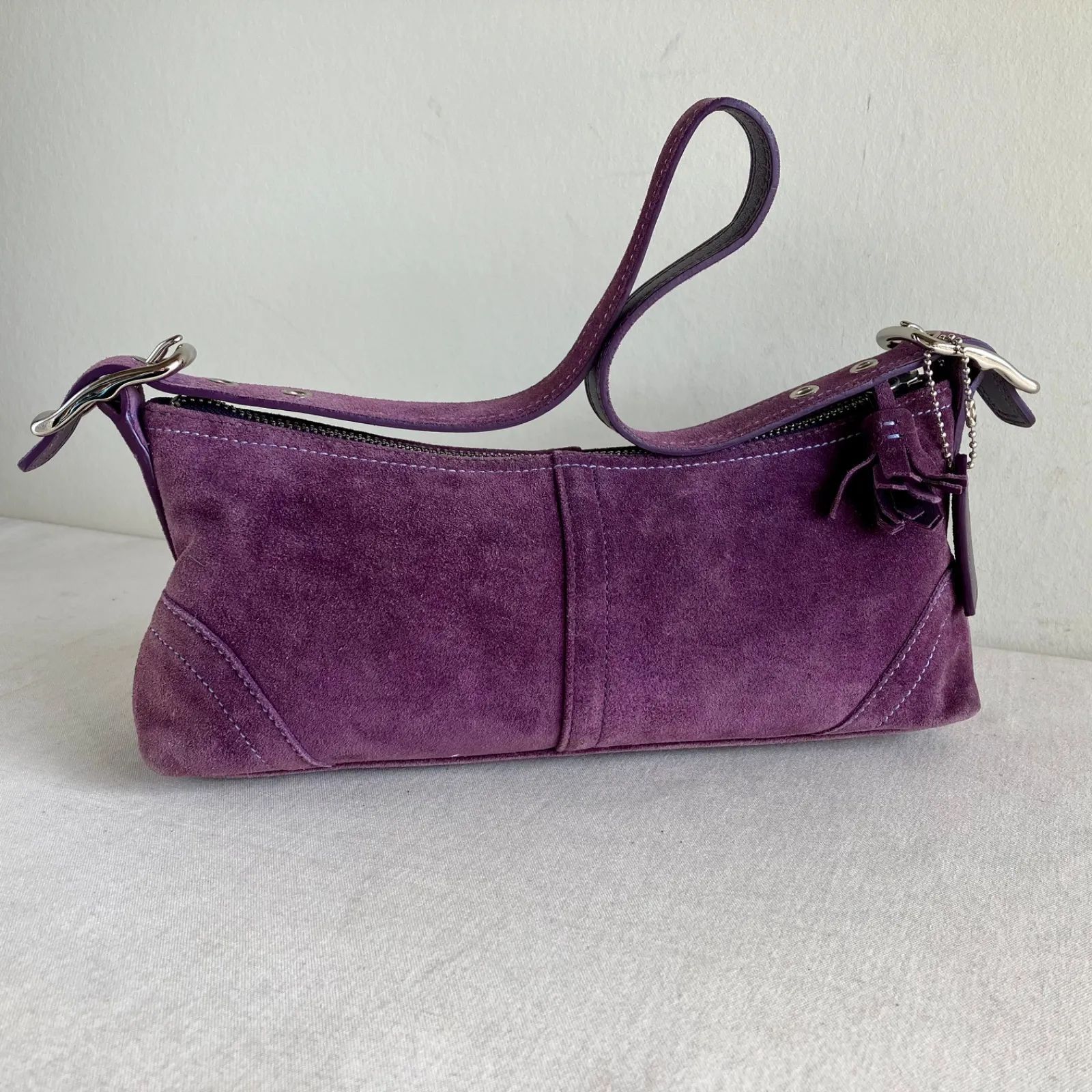 COACH Vintage Y2K Hampton Demi Suede Small Hobo Shoulder Bag