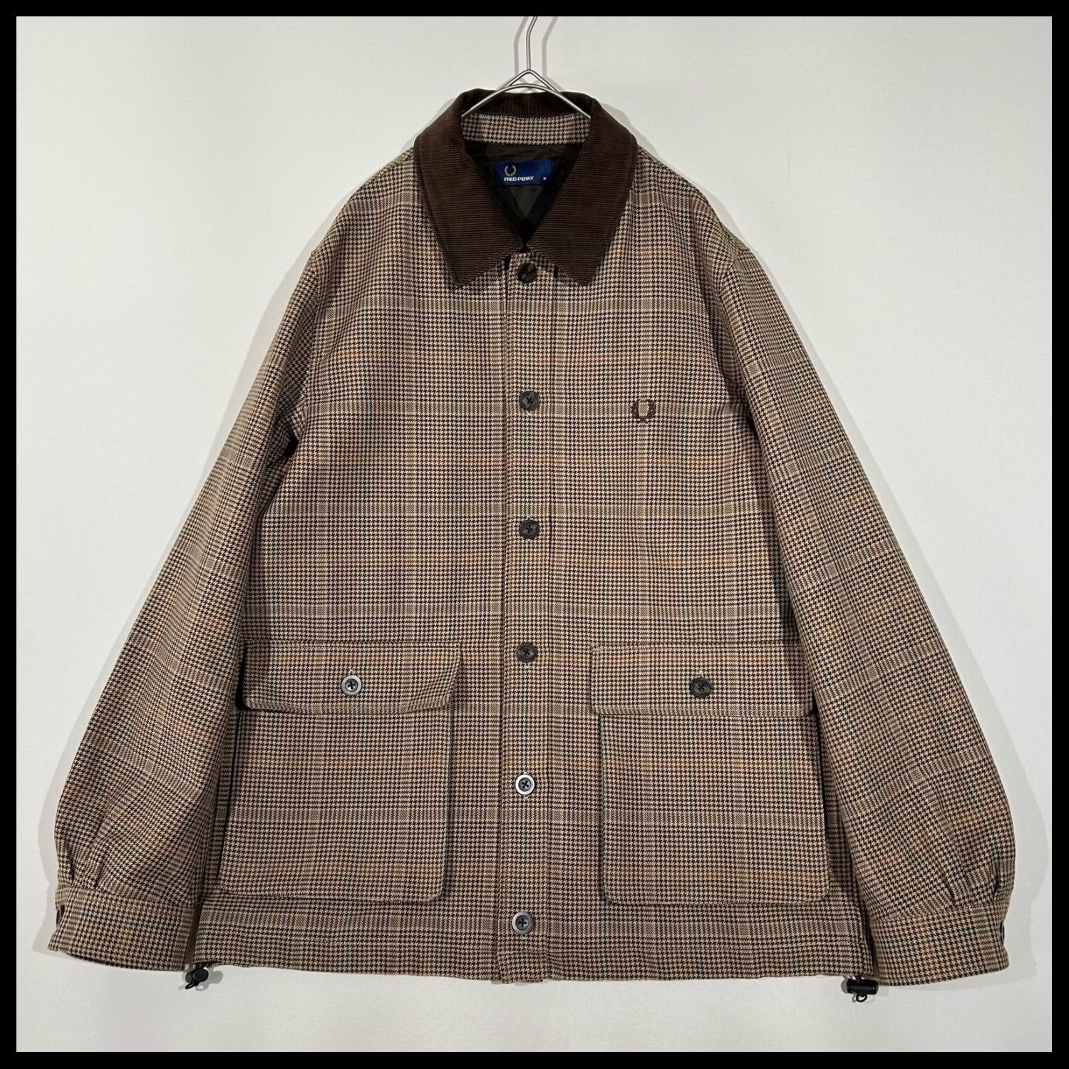 極美品 フレッドペリー カバーオール ロングラインジャケット 千鳥格子 即完売アイテム】 フレッドペリー FRED PERRY LONG LINE JACKET ロング