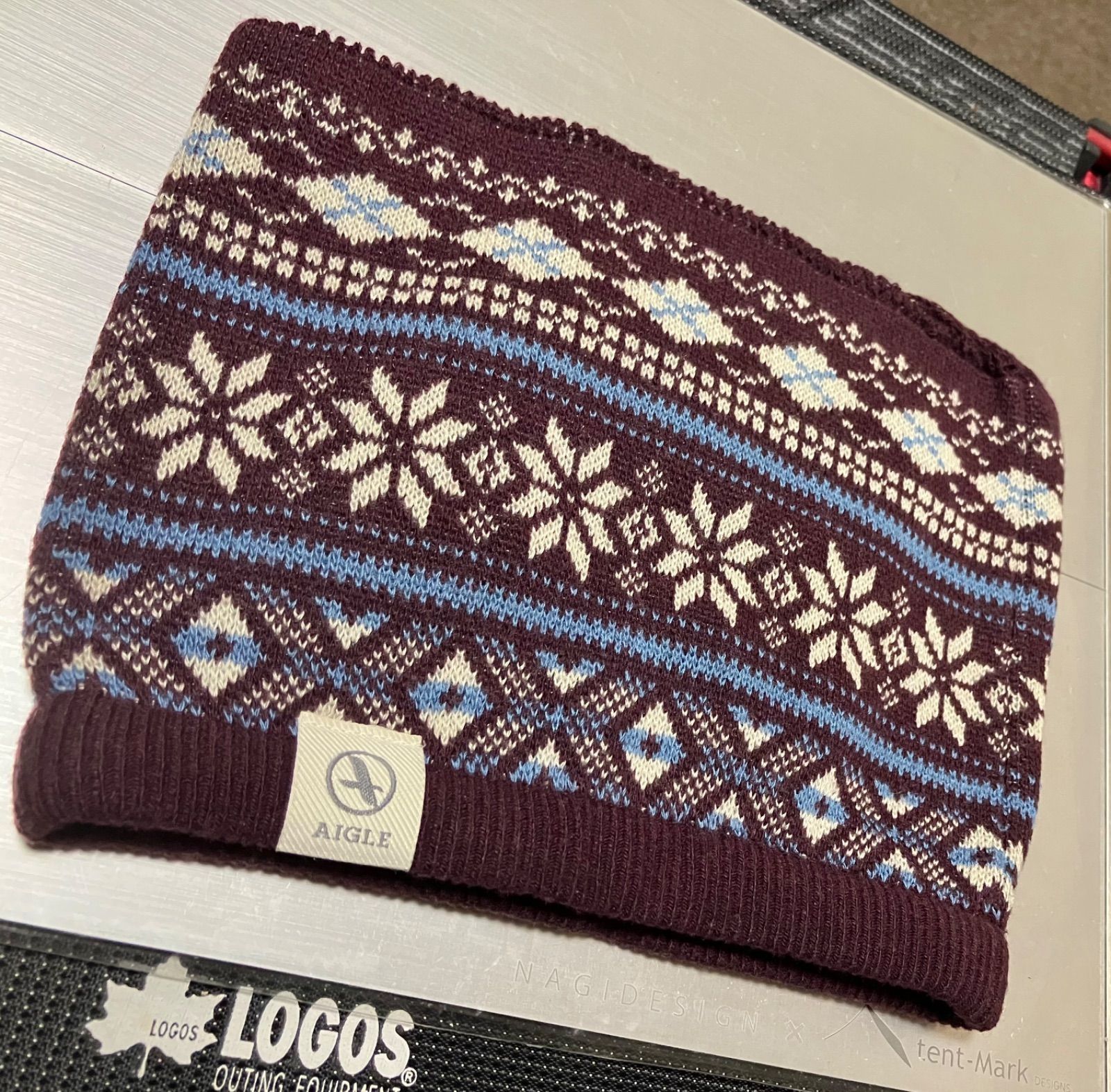 超激 AIGLE エーグル 雪結晶柄スヌード ネックウォーマー 男女兼用Freeサイズ デザインモデル