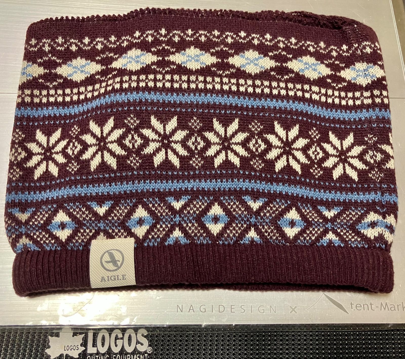 超激 AIGLE エーグル 雪結晶柄スヌード ネックウォーマー 男女兼用Freeサイズ デザインモデル