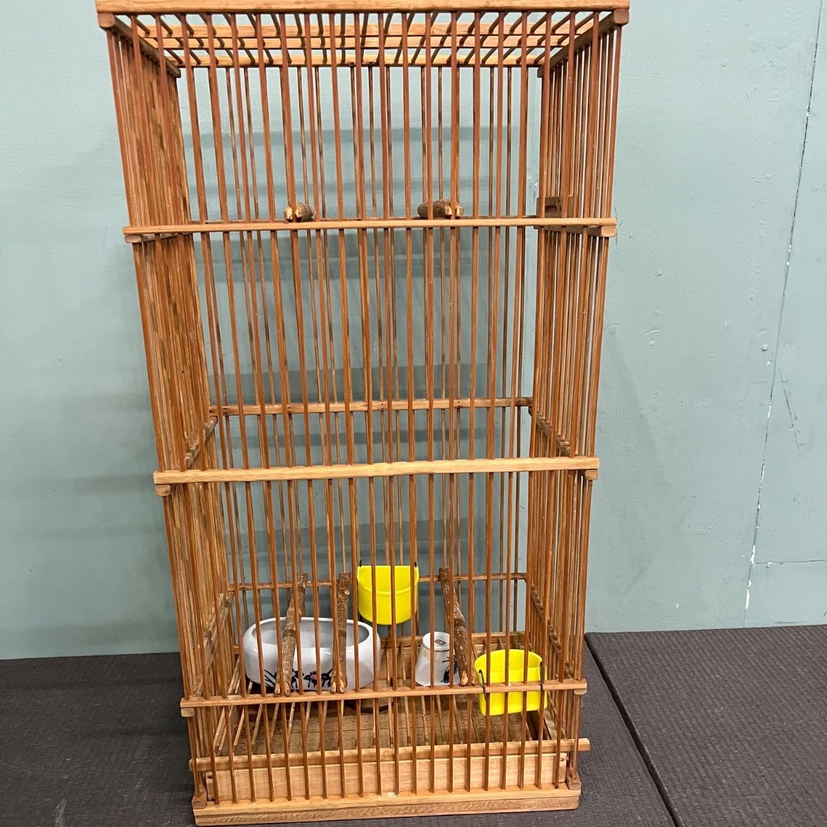 ︎ 鳥籠 竹ひご製 縦長 ゲージ アンティーク 鳥かご
