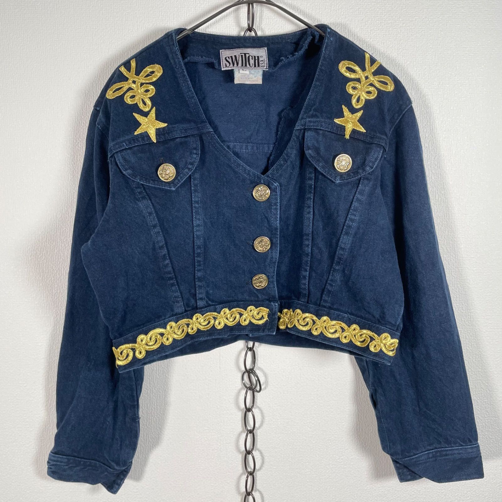 80s 90s vintage denim jacket SWITCH ヴィンテージ ノーカラーデニム