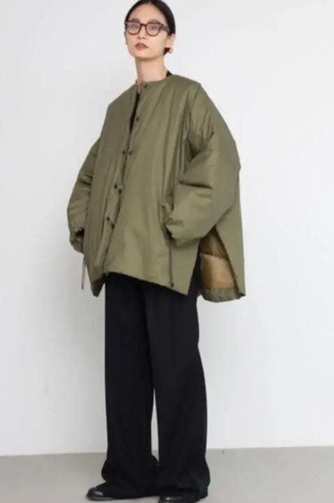 サイズ2】Hyke OXFORD COLLARLESS BIG JACKET オーバーサイズ