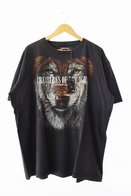 【中古】KEISER CLARK カイザークラーク ヴィンテージ リメイク ウルフ プリント 半袖Tシャツ XXL ブラック ■ 250629 KEISER CLARK カイザークラーク VINTAGE REMAKE Wolf T-Shirt