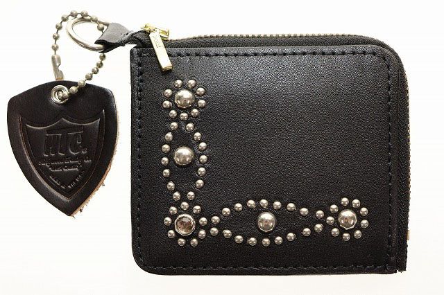 エイチティーシー HTC T-5 WALLET D-STYLE STUDS STONE BLACK L字 ジップ ウォレット スタッズ ストーン ブラック ブランド古着ベクトル 251130