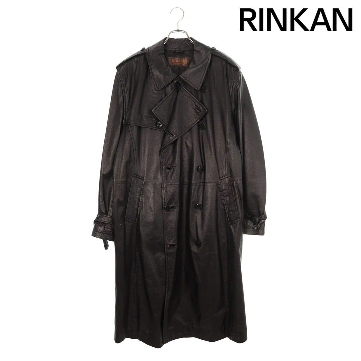 希少XL ✨バルマン レザー ロングコート スタンドカラー シープスキン 黒 希少XL ✨バルマン レザー ロングコート スタンドカラー シープスキン