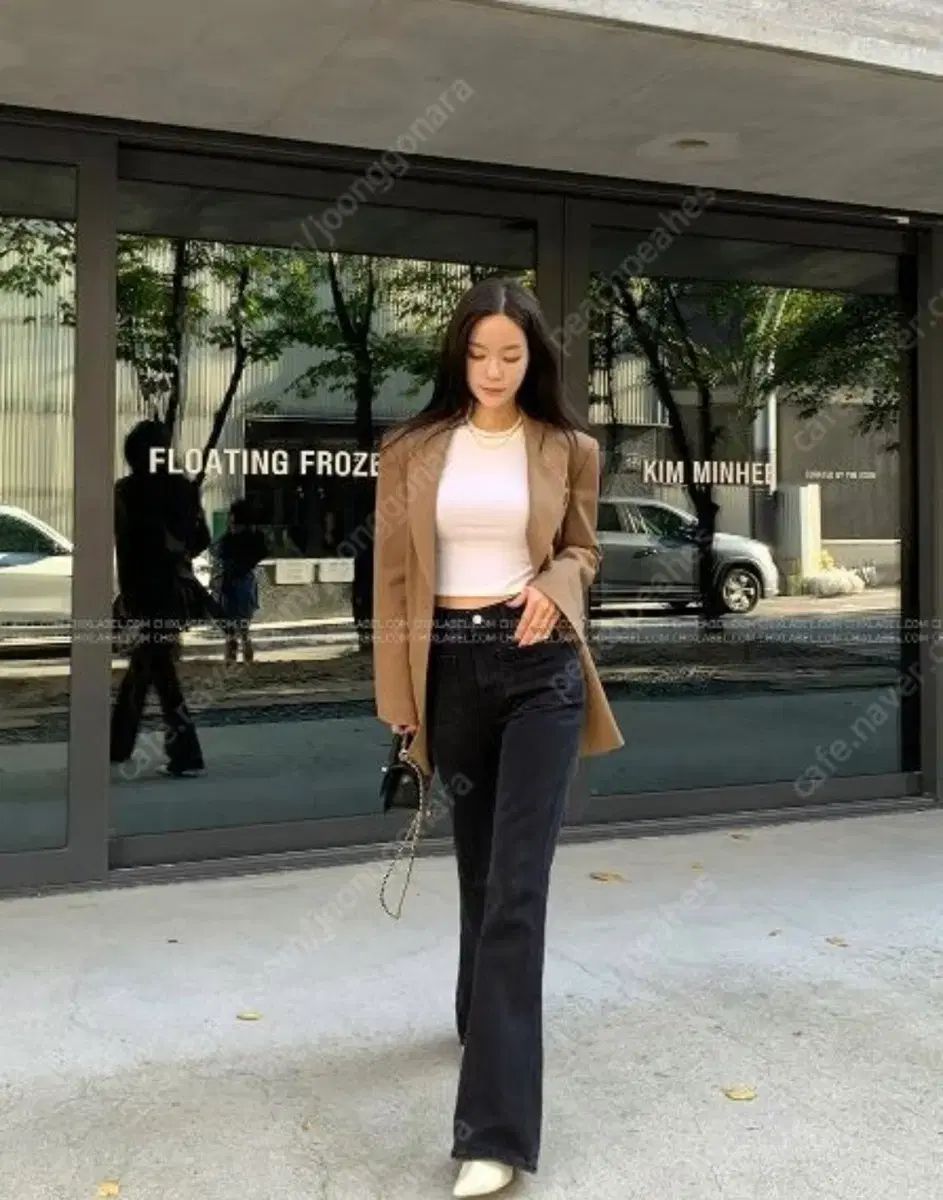 チークスレーベル ブーツカット コーンデニム ブラックデニム s 丈直し