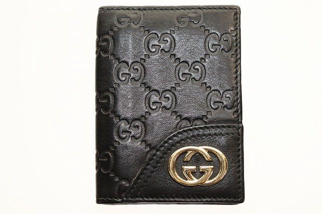 グッチ GUCCI パスケース カードケース レザー GGロゴ 二つ折り ブラック ブランド古着ベクトル AA 251130