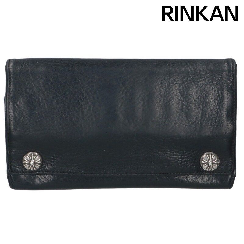 クロムハーツ LONG WALLET ロングウォレット クロスボタンレザーウォレット財布 メンズ