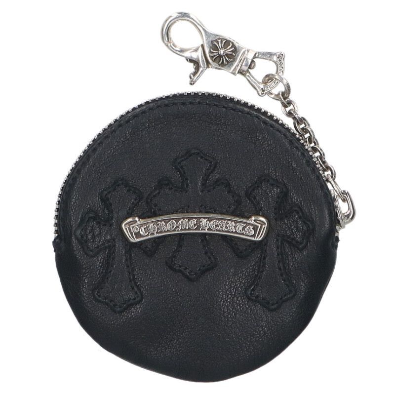 クロムハーツ ZIP PAPER CHAIN COIN POUCH W/CLIP ラウンドレザー