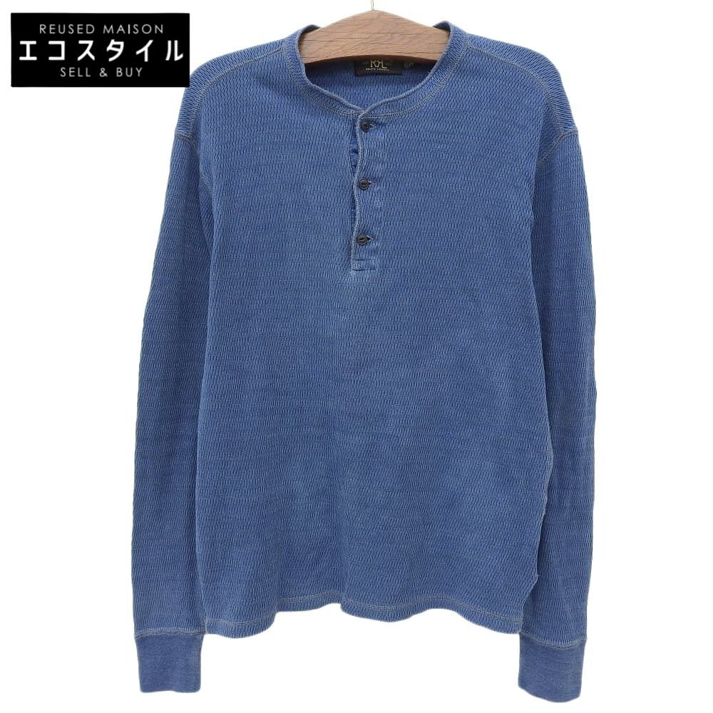 RRL ダブルアールエル ヘンリーネックカットソー Sサイズ ダークブルー 美品 RRL ダブルアールエル ロングスリーブ ヘンリーネック カットソー