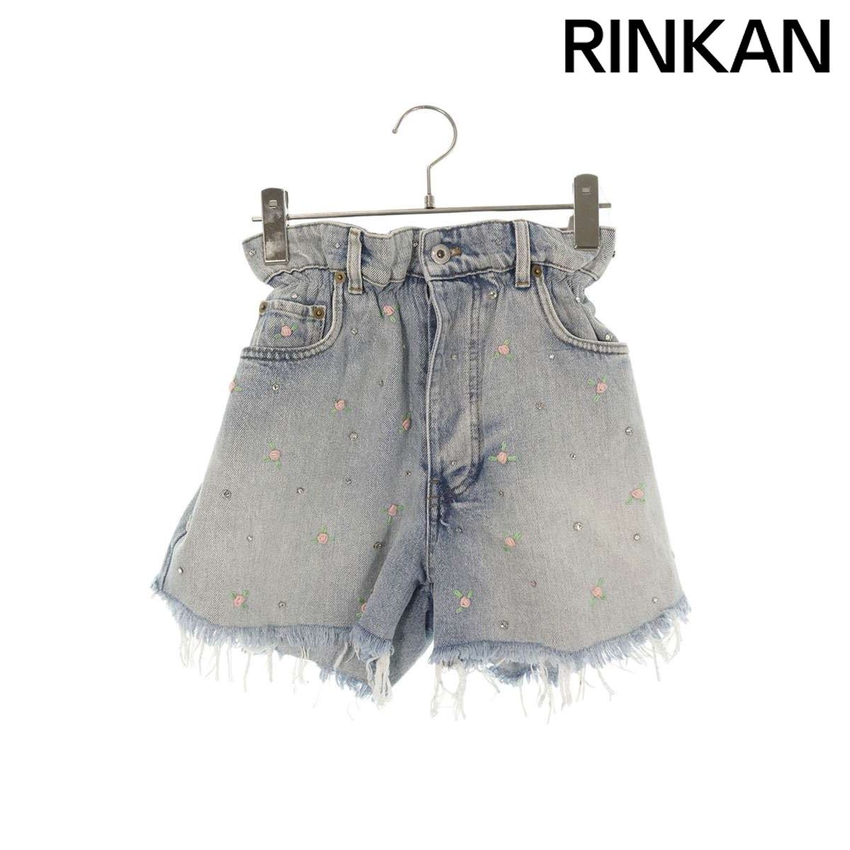 ミュウミュウ GWP 300 刺繍デザインデニムハーフパンツ レディース 25