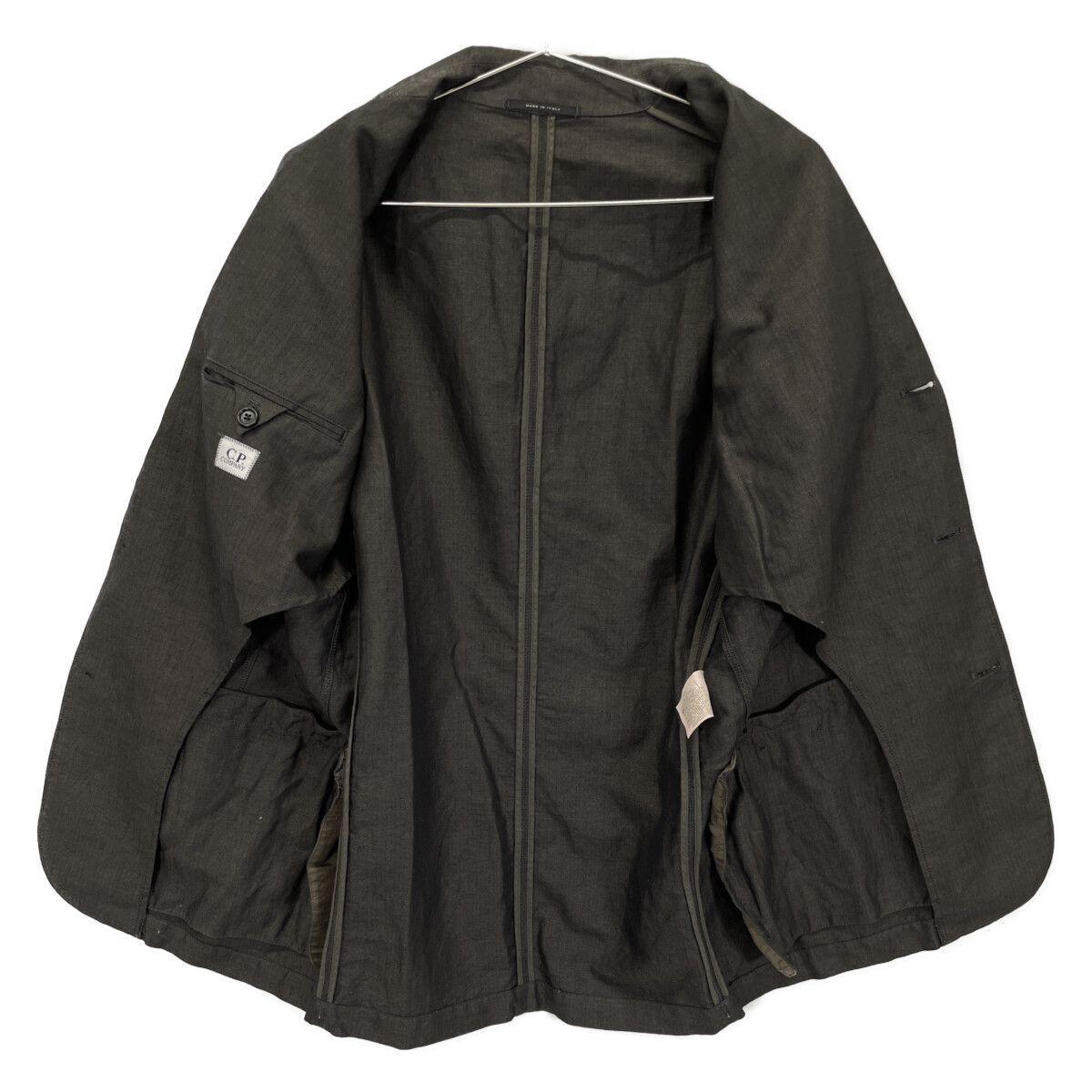C.P.COMPANY シーピーカンパニー ｸﾞﾚｰ ｺｯﾄﾝﾘﾈﾝﾍﾘﾝﾎﾞｰﾝ ﾃｰﾗｰﾄﾞｼﾞｬｹｯﾄ 46