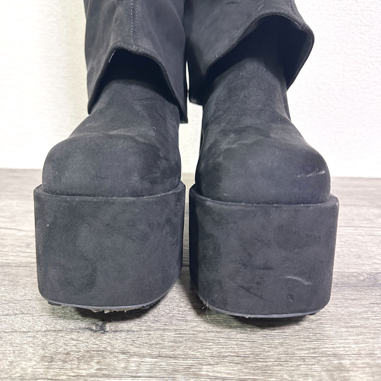 EMODA フレアーカバーフィットブーツ ストレッチフェイクスエード 厚底