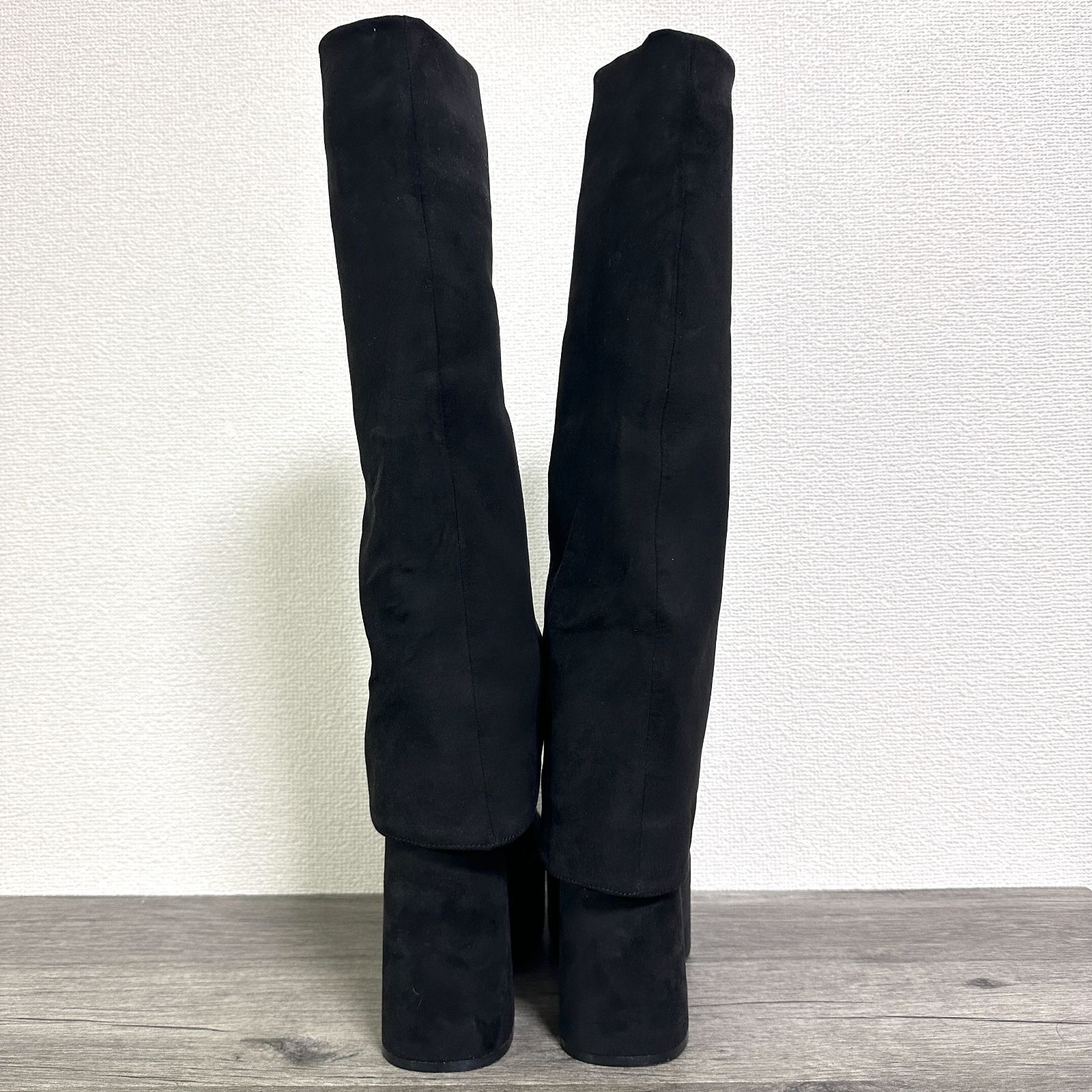 EMODA フレアーカバーフィットブーツ ストレッチフェイクスエード 厚底