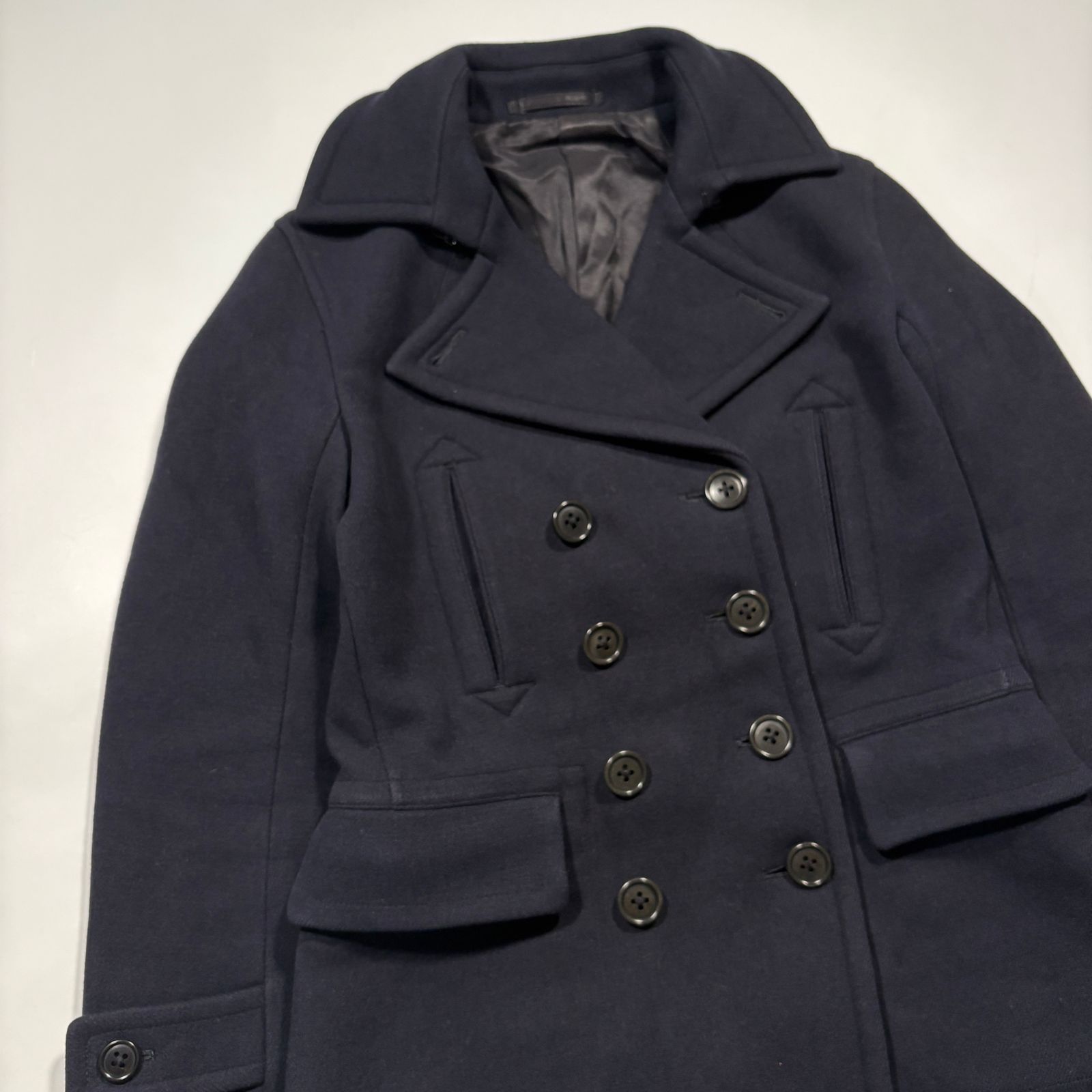 美品 SCYE BASICS サイベーシックス メルトンピーコート ウール