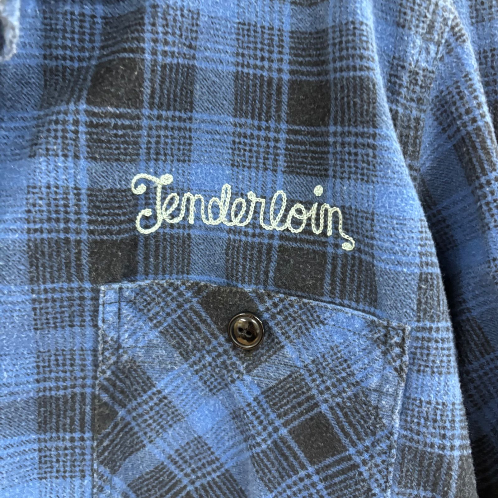 ◎ TENDERLOIN テンダーロイン チェックシャツ 長袖 ネルシャツ ブルー