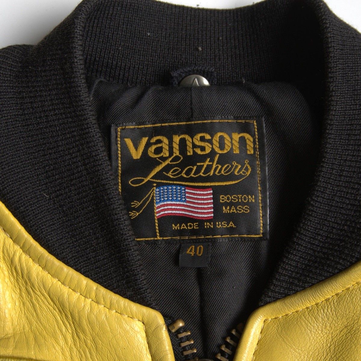 雰囲気抜群】 VANSON 【TJV オールレザー スタジャン】40 イエロー