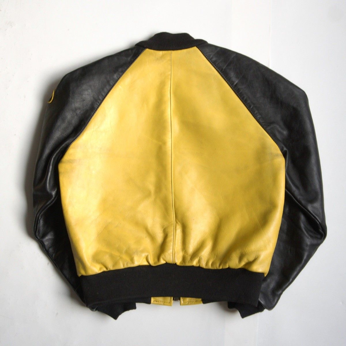 雰囲気抜群】 VANSON 【TJV オールレザー スタジャン】40 イエロー