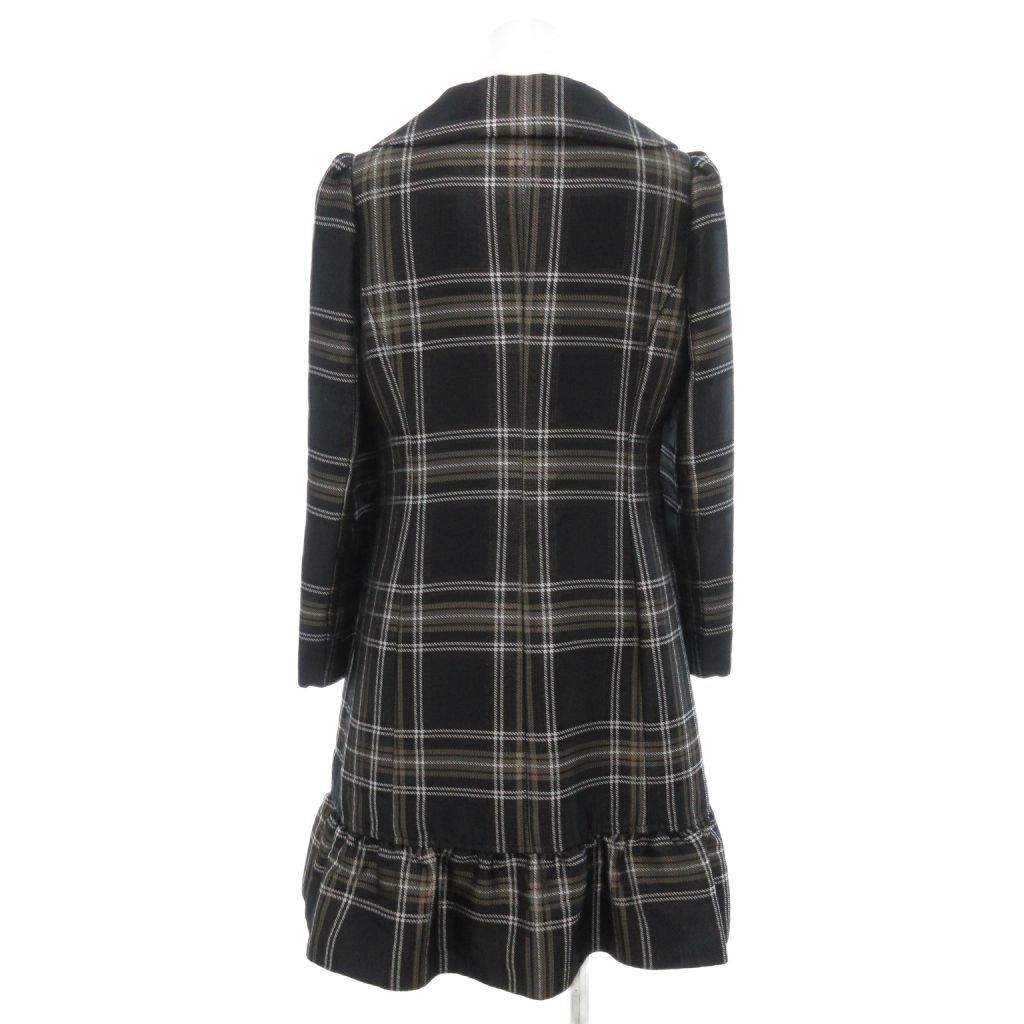 ルネ Rene コート ジャケット フレア チェック柄 デザインボタン 36 黒