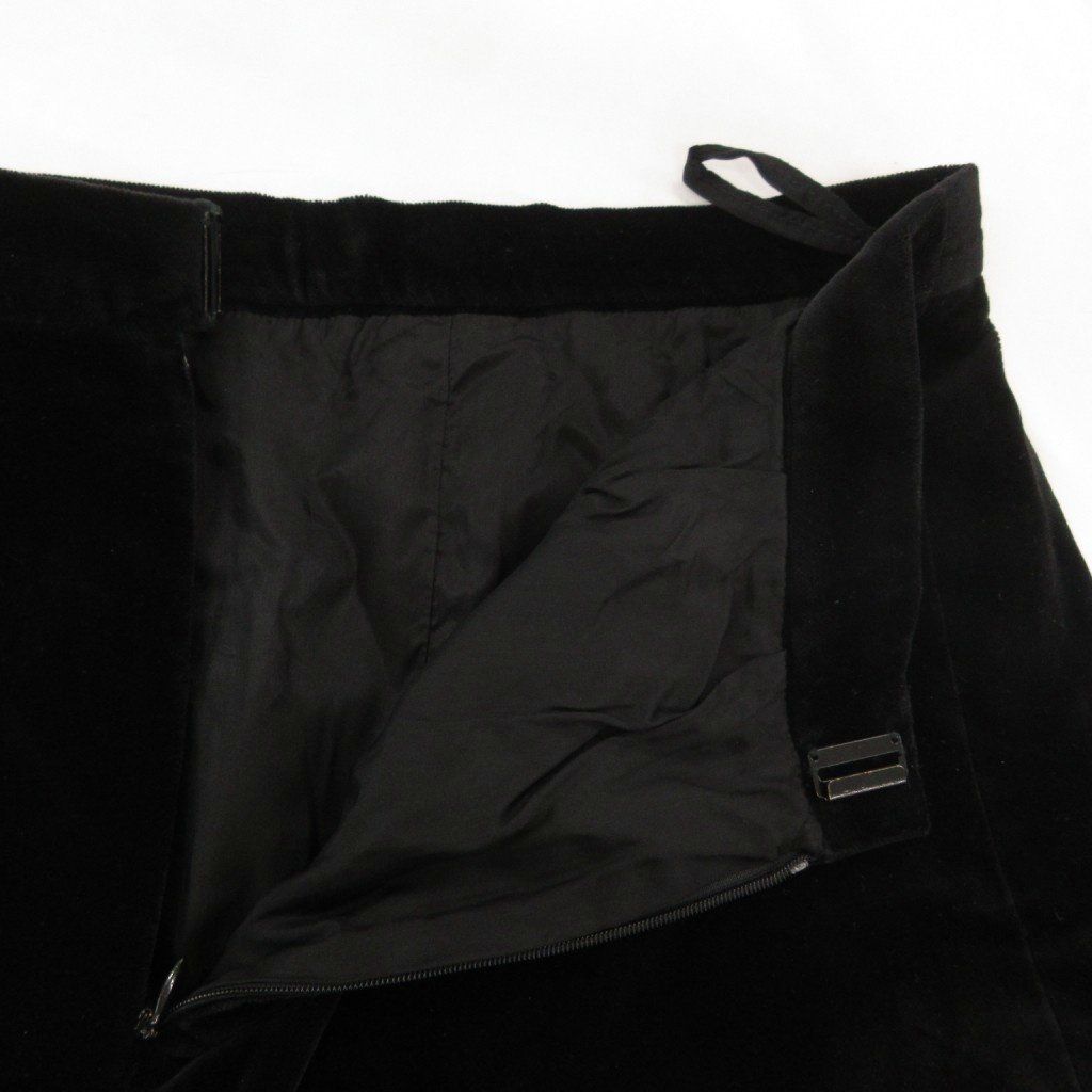 【中古】セリーヌ タイトスカート ミモレ ロング ベロア チェーン 42 黒 ブラック セリーヌ タイトスカート ミモレ ロング ベロア チェーン 42 黒