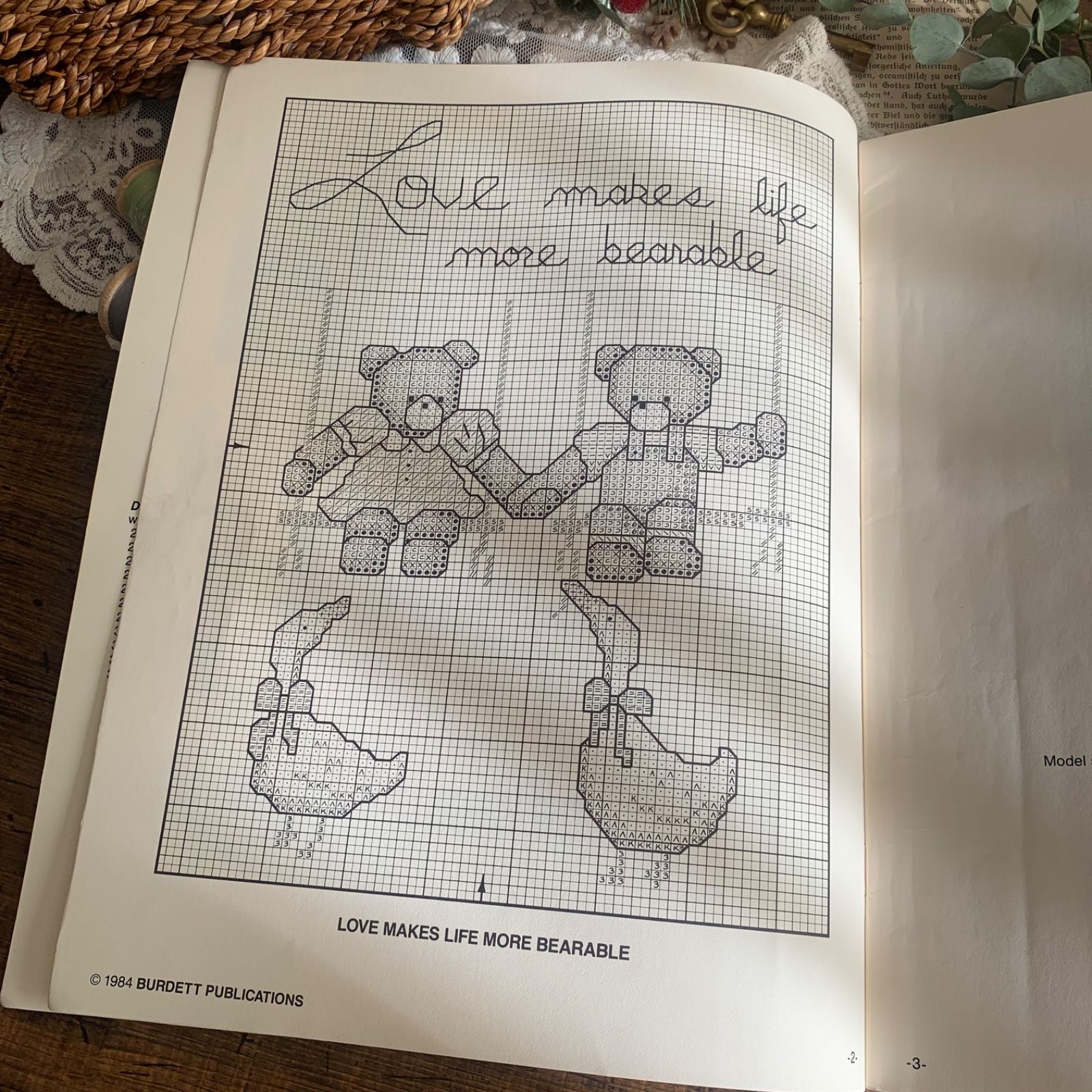 海外 ヴィンテージ 刺繍図案 Love Bears All Things（Dale Burdett