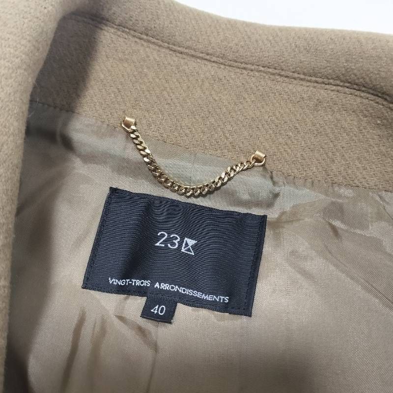 23区 ソフトメルトンPコート ウールコート ベージュ・キャメル系