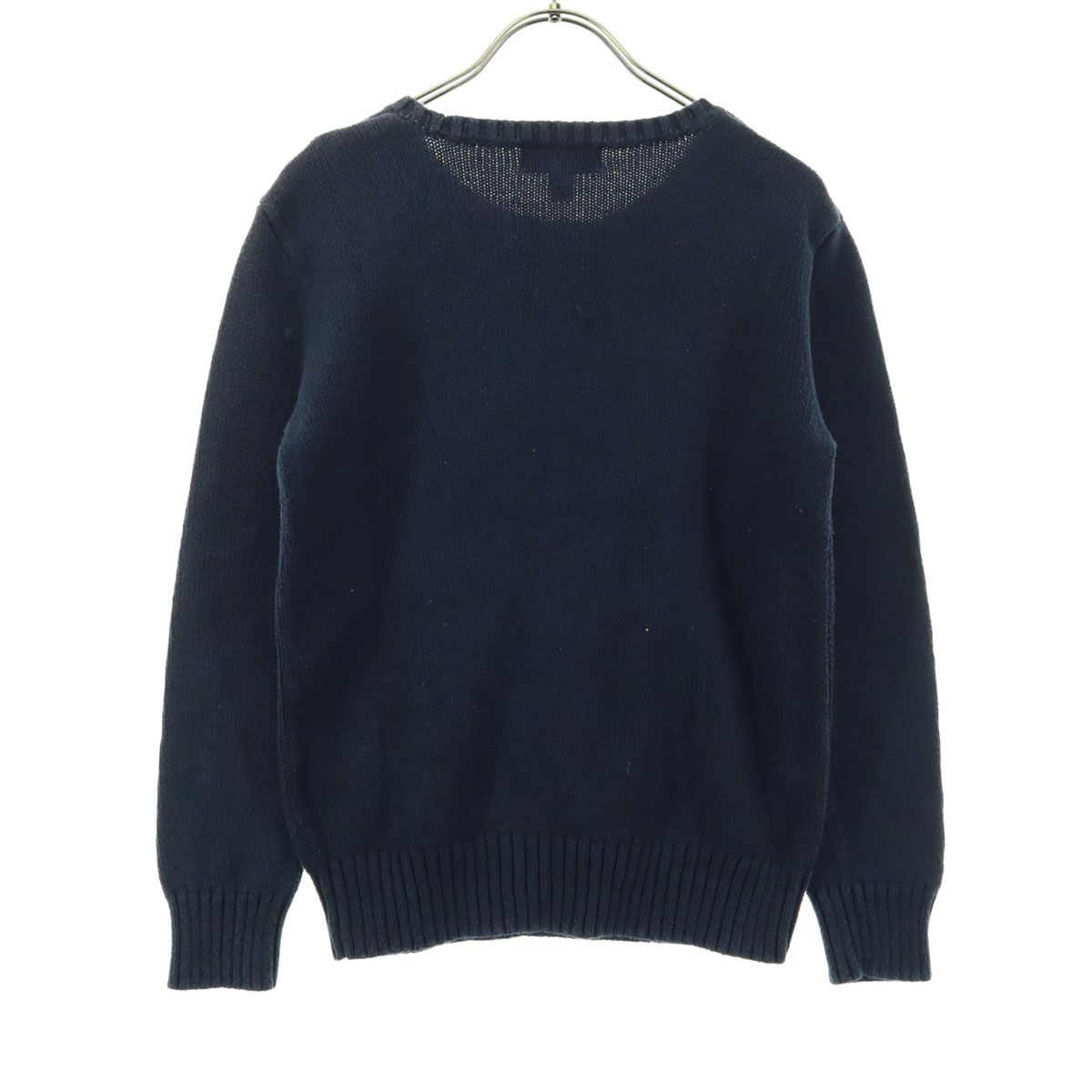 POLO RALPH LAUREN ポロラルフローレン ポロベアー アニマル柄 長袖 ニット M ネイビー BEAR キッズ 古着