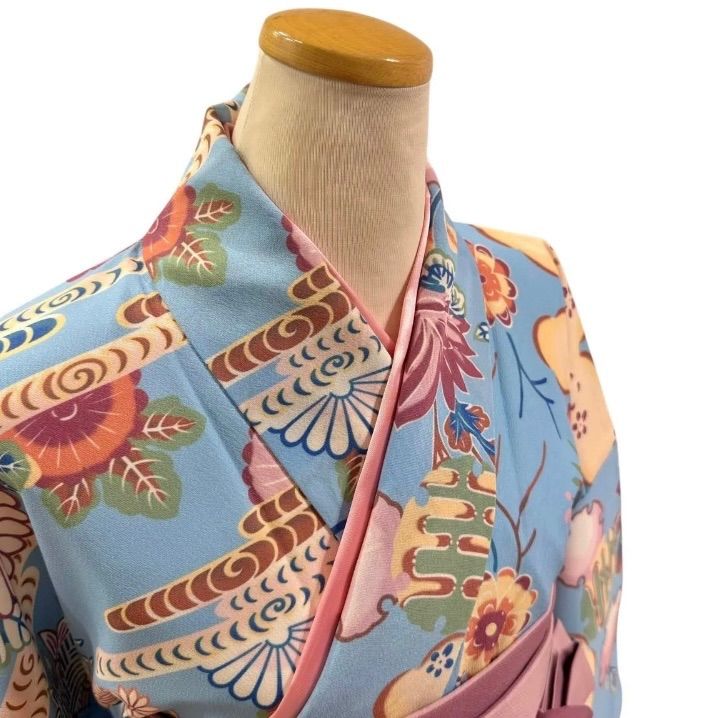 二尺袖 一尺八寸 紅型 水色 ピンク 袴 卒業式 個性的