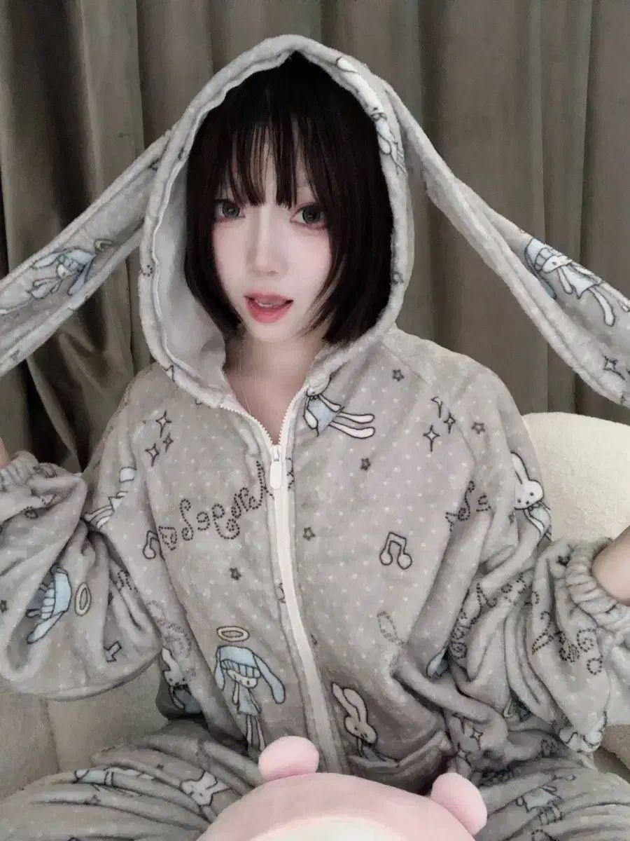  몽유うさぎパジャマセット フランネルうさぎイージーウェア 2 COLOR ルームウェア ルームウェア パジャマ