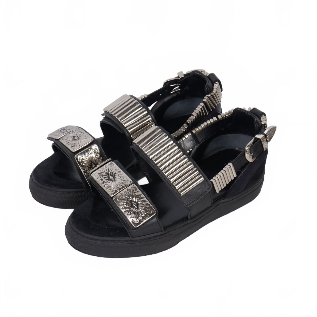 トーガ プルラ TOGA PULLA メタルスニーカー サンダル 36 黒 ブラック
