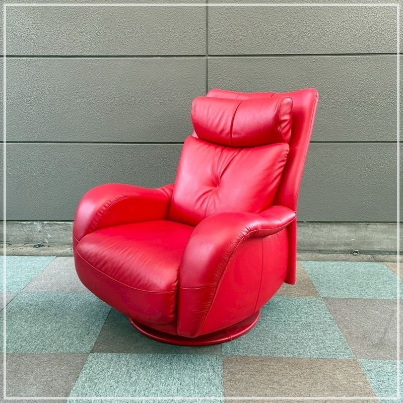 シングルソファ レッド 1 P リラックスソファ ローソファ 360度回転 赤 CA 0619-5