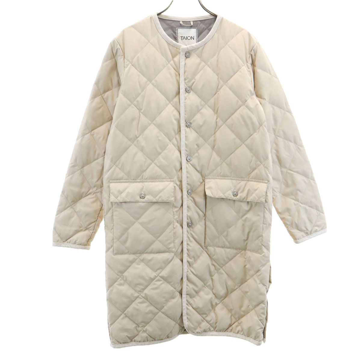 美品 TAION タイオン ダウンコート XS ベージュ系 CITY LINE 