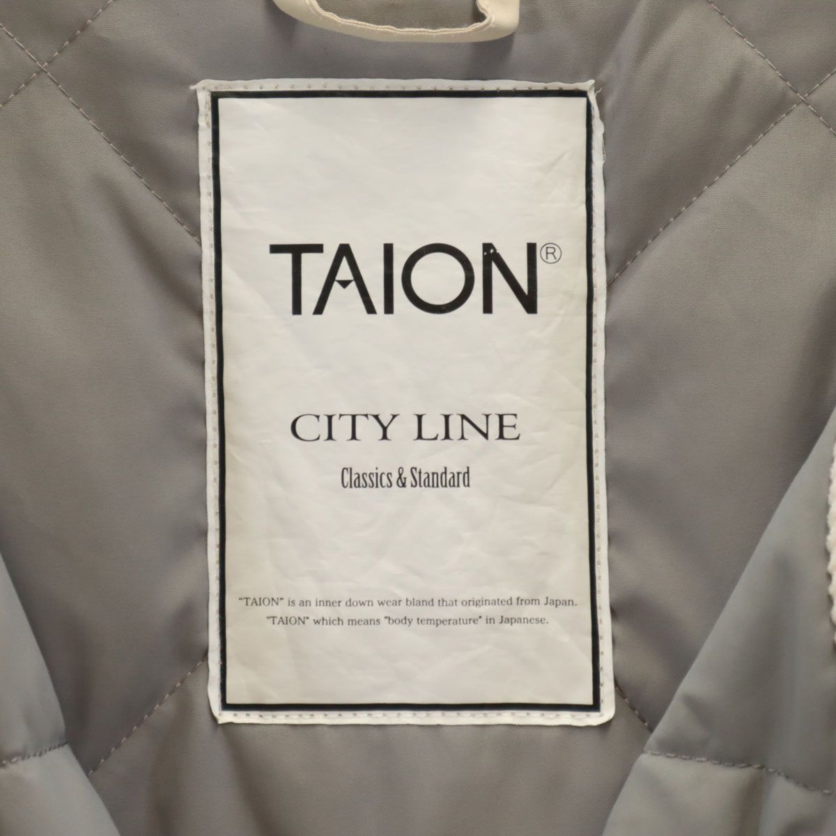美品 TAION タイオン ダウンコート XS ベージュ系 CITY LINE 