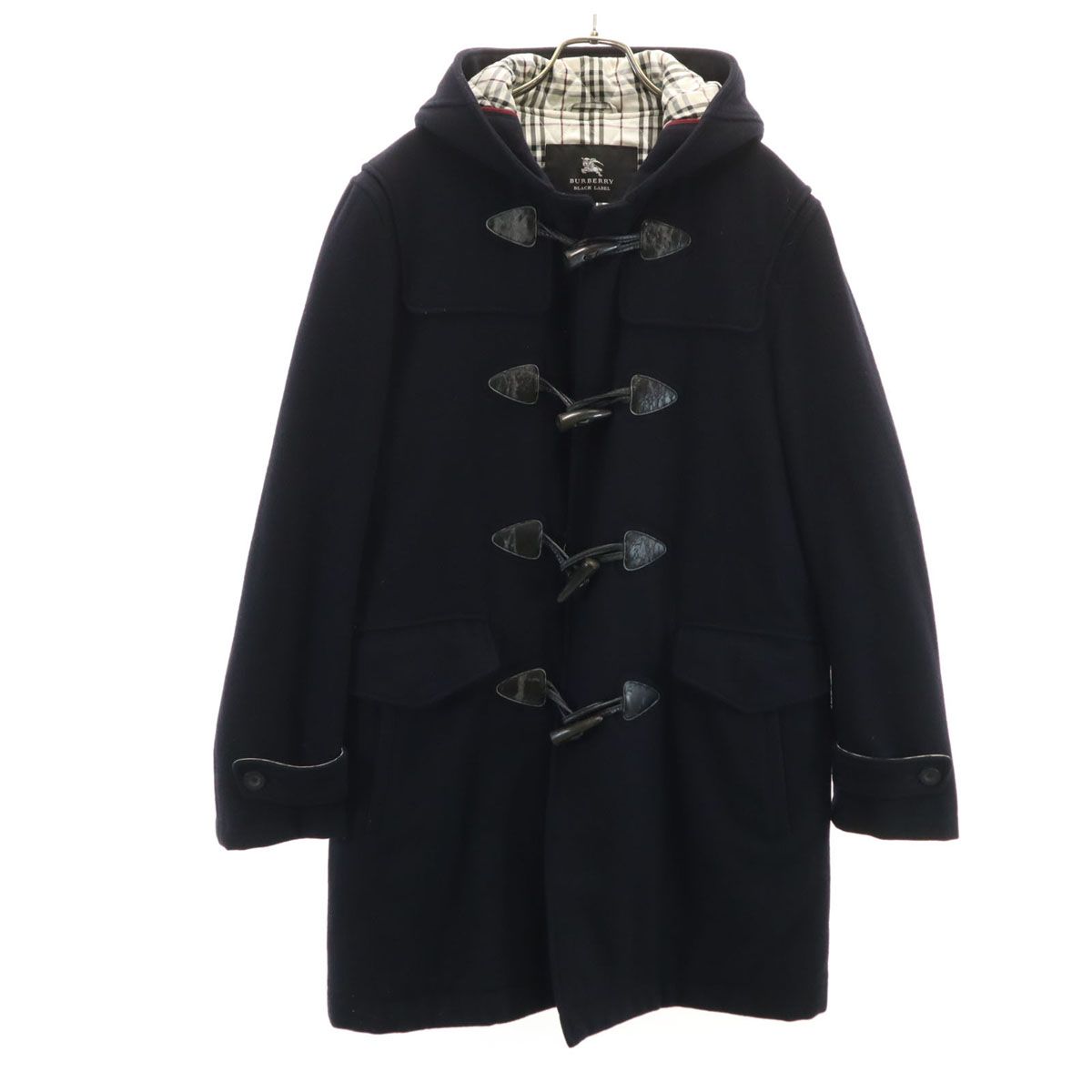 BURBERRY BLACK LABEL バーバリーブラックレーベル ダッフルコート L ネイビー系 三陽商会 メンズ 古着