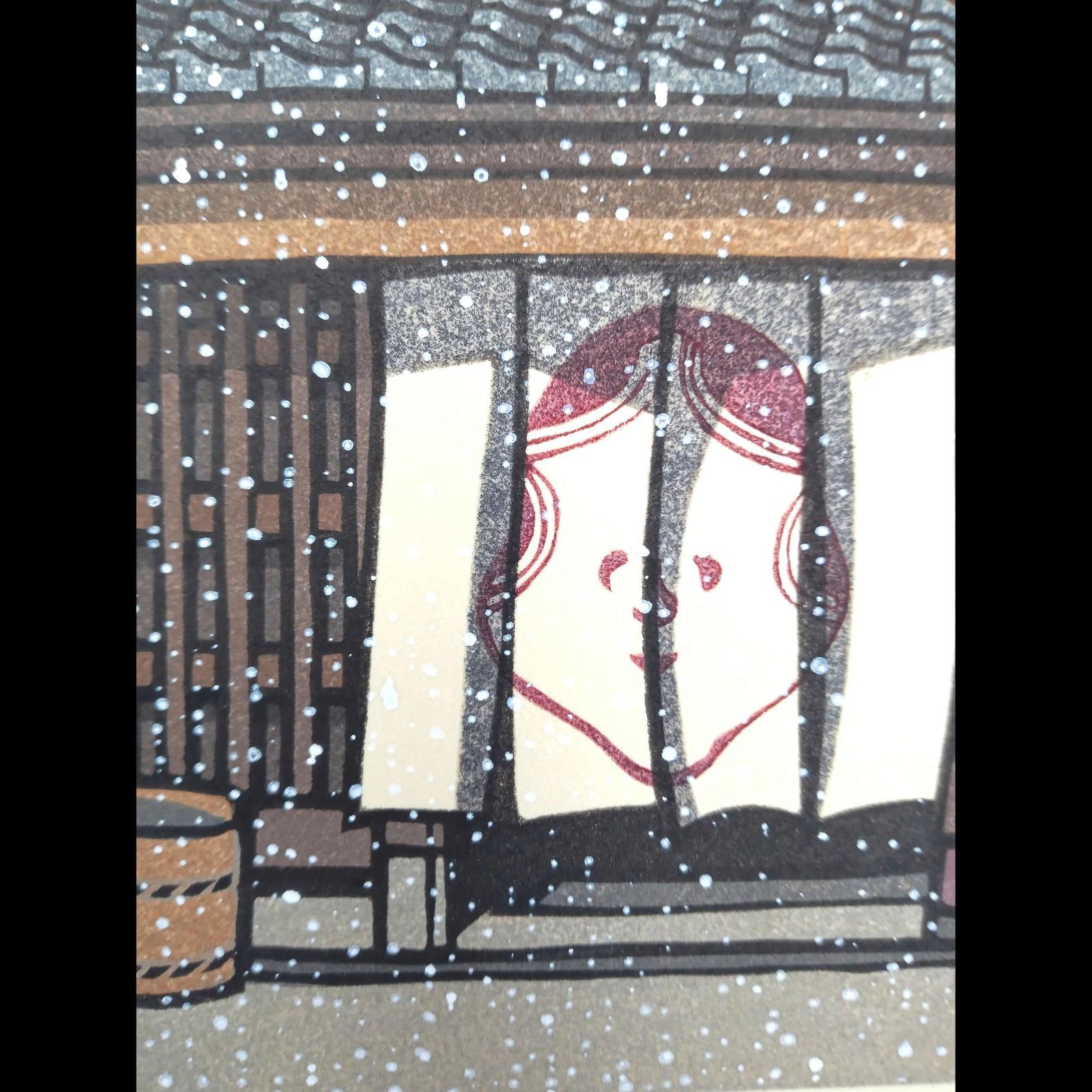 真作]創作版画 西嶋勝之先生木版画「かざはな」サインあり 無限定