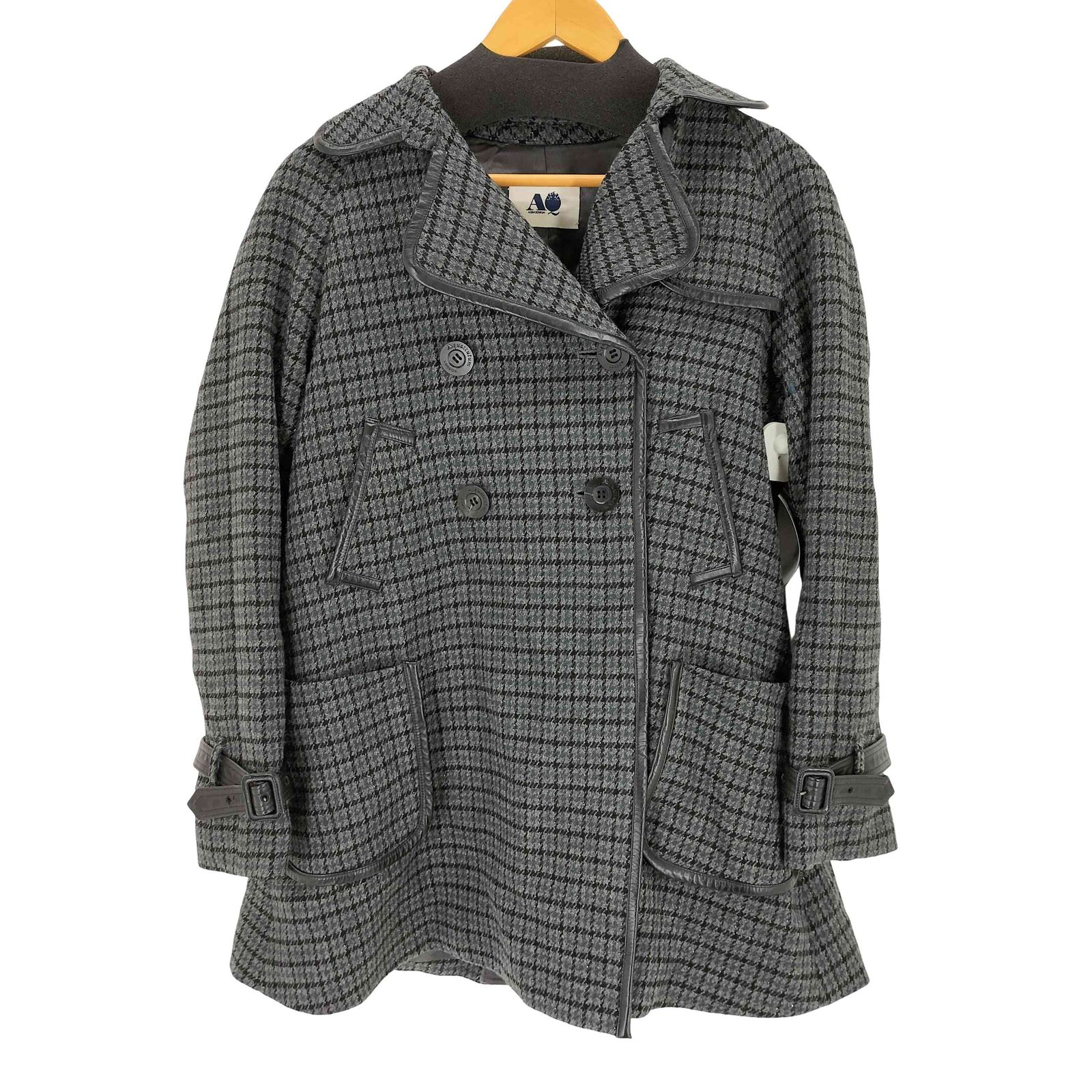 Aquascutum チェック型押しラムレザージャケット 本革 裏クラブチェック アクアスキュータム AQUASCUTUM レザーパイピング ガンクラブチェック