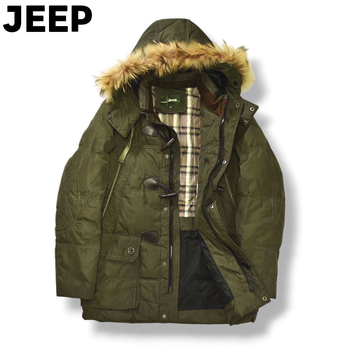 最高級※US発*JEEP毛皮ファー付・ダウンジャケット/緑/XL ジープ JEEP