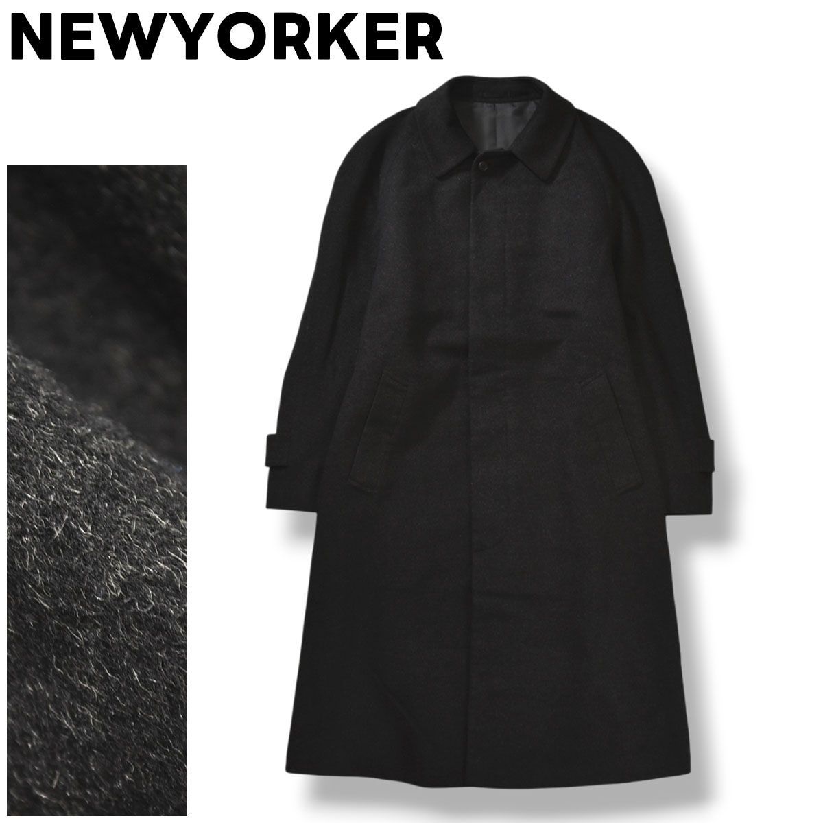 NEW YORKER カシミヤ入りステンカラーロングコート ウール 比翼 マキシ 美品】 日本製 ニューヨーカー NEWYORKER カシミヤ ウール 100