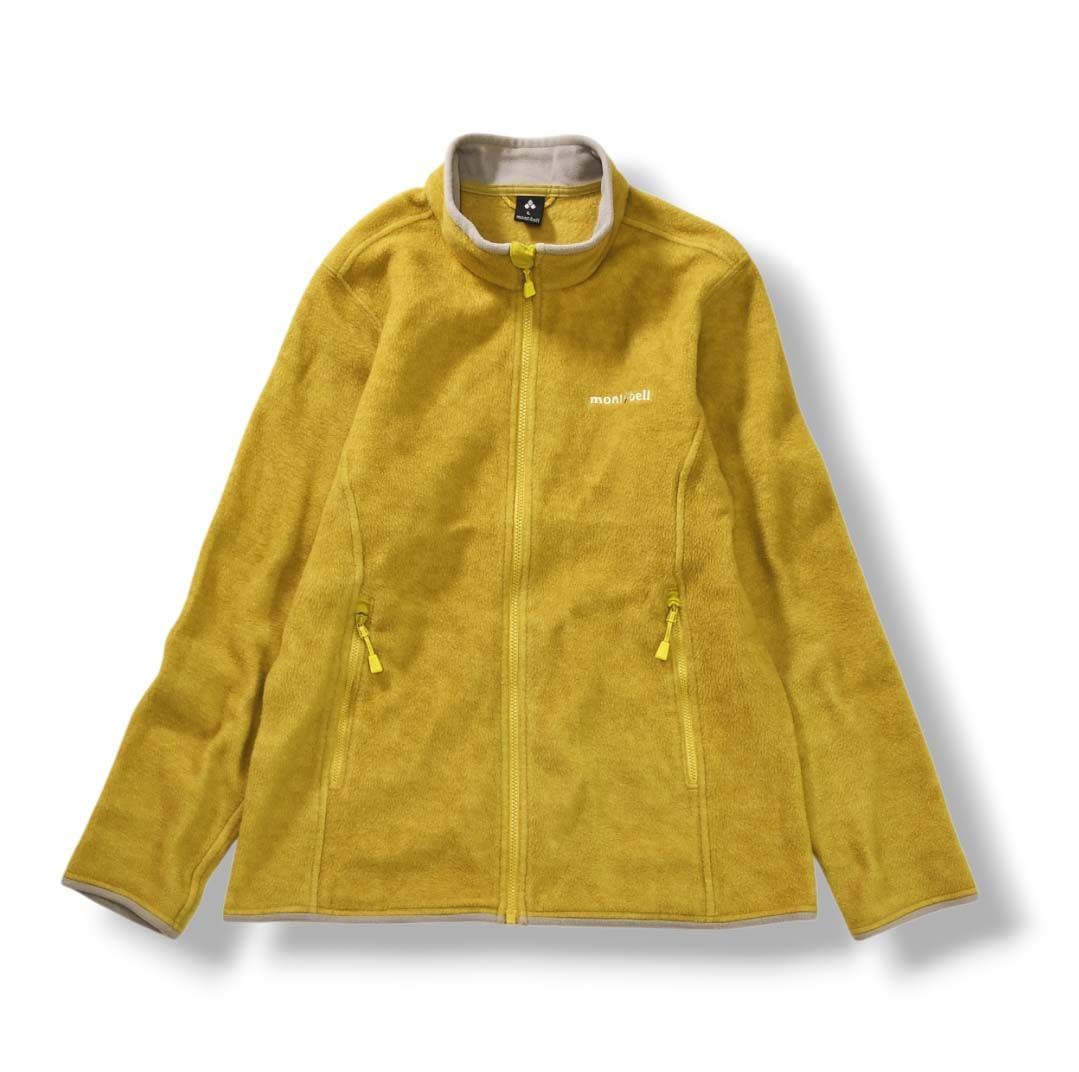 モンベル montbell クリマウール CLIMAWOOL フリース ジャケット ジップアップ ジャンパー L マスタード イエロー アウトドア カジュアル ウェア タウンユース レジャー レディース