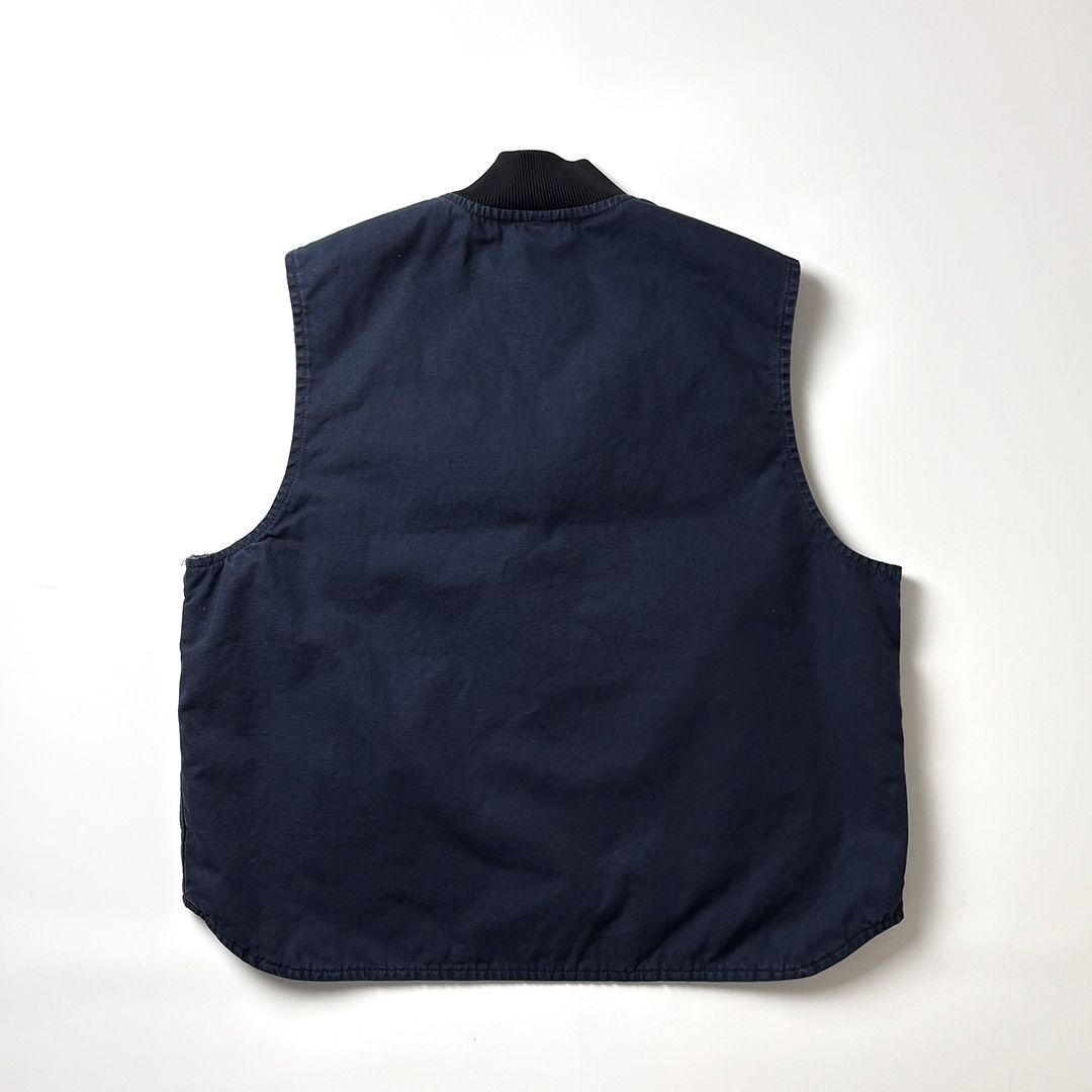 Carhartt カーハート ダックベスト ワークベスト ベスト 2 XL ネイビー 紺 革タグ ヘビーウェイト ダック地 中綿 キルティング インナーベスト ビッグシルエット 90 s USA古着