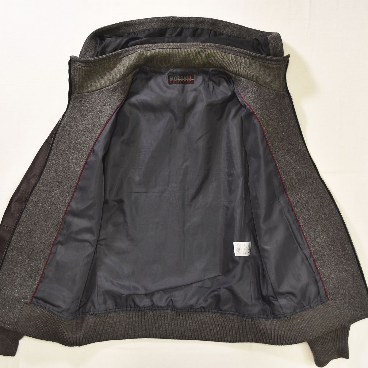 モルガン オム MORGAN HOMME フーデット ウール ジャケット 豚革 切替 
