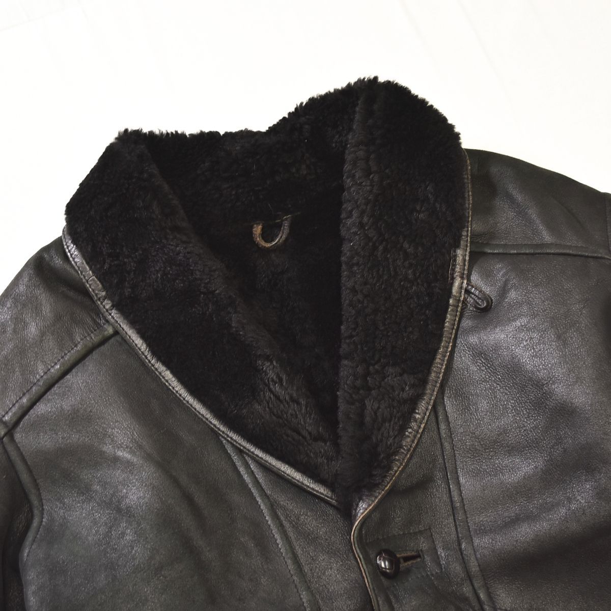 本革】 90s ヴィンテージ unknown ムートン レザー ジャケット 羊毛皮