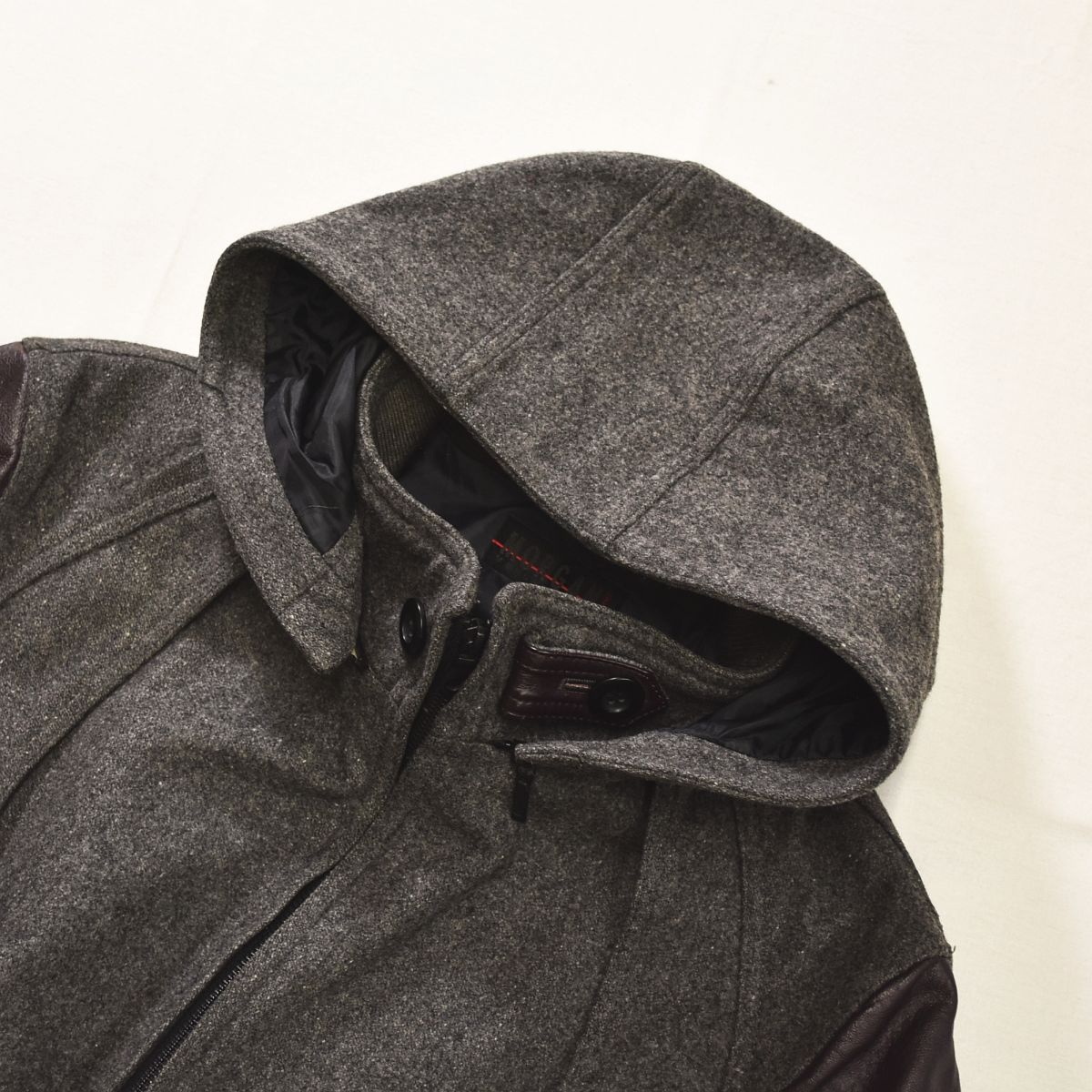 モルガン オム MORGAN HOMME フーデット ウール ジャケット 豚革 切替 