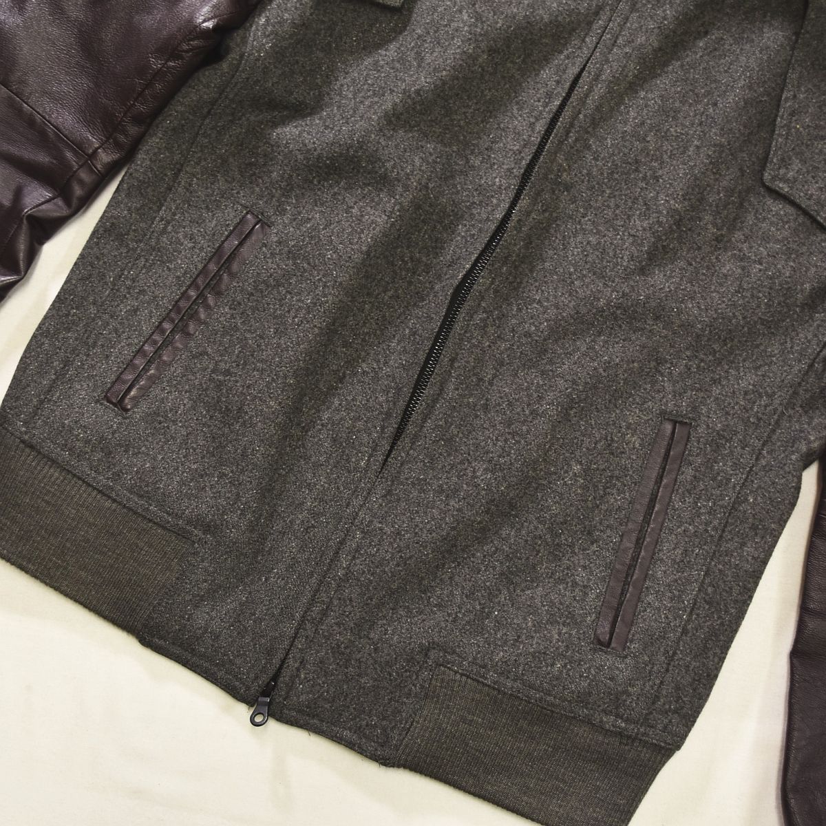 モルガン オム MORGAN HOMME フーデット ウール ジャケット 豚革 切替 