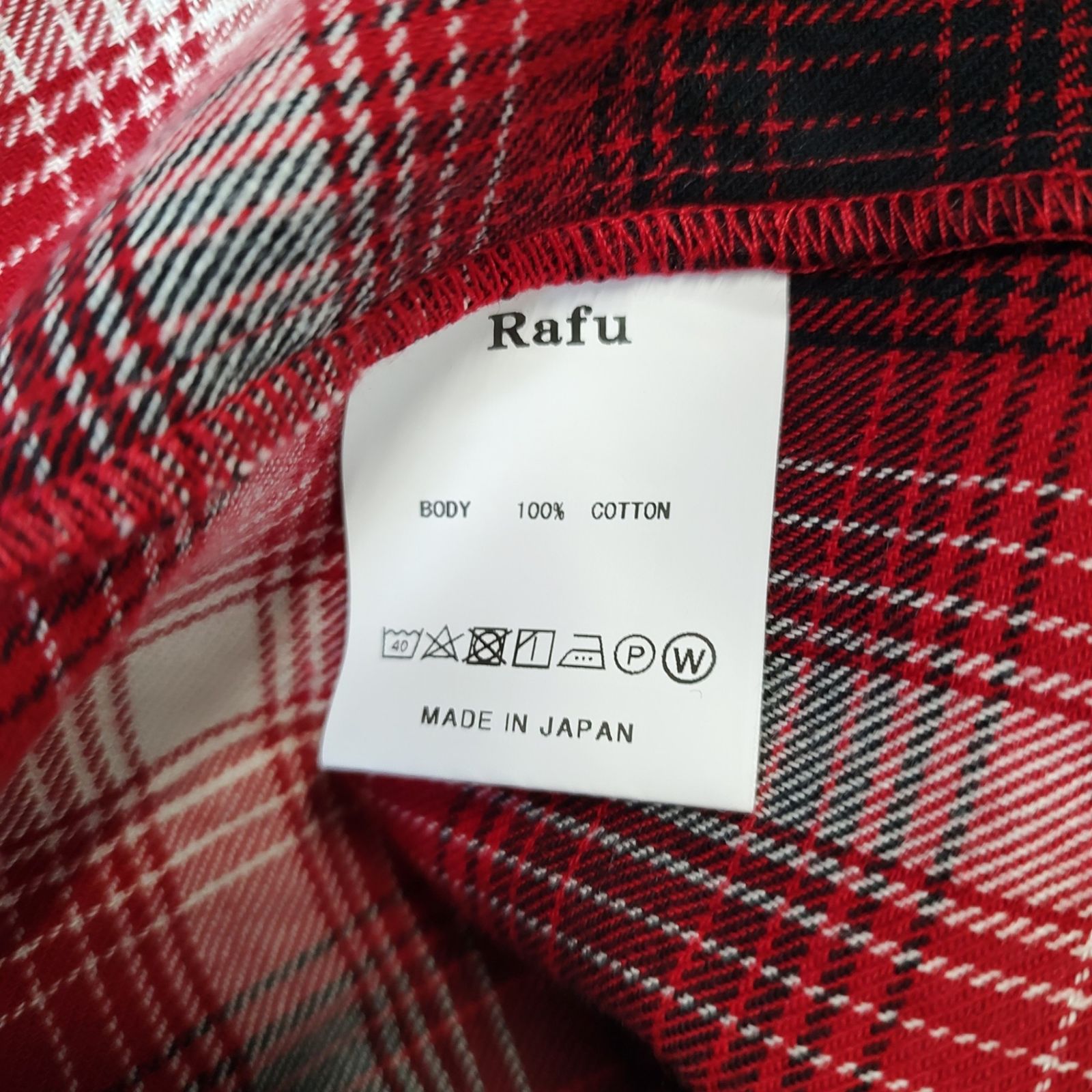 Rafu ラフ STANDARD SHIRT チェック 長袖 シャツ S レッド メンズ