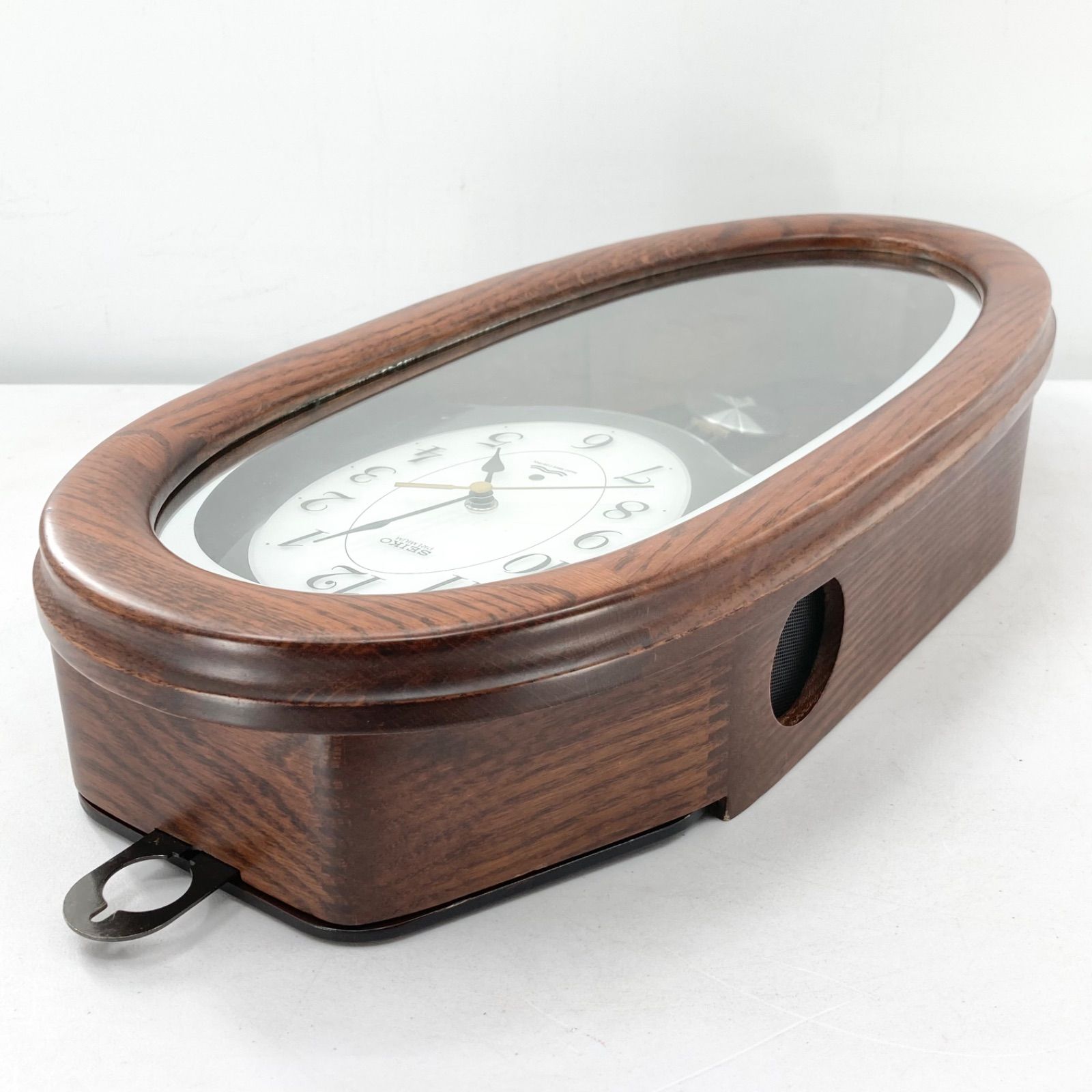 SEIKO セイコー 電波掛時計 振り子時計 RQ202B ウッド調 オーバル型