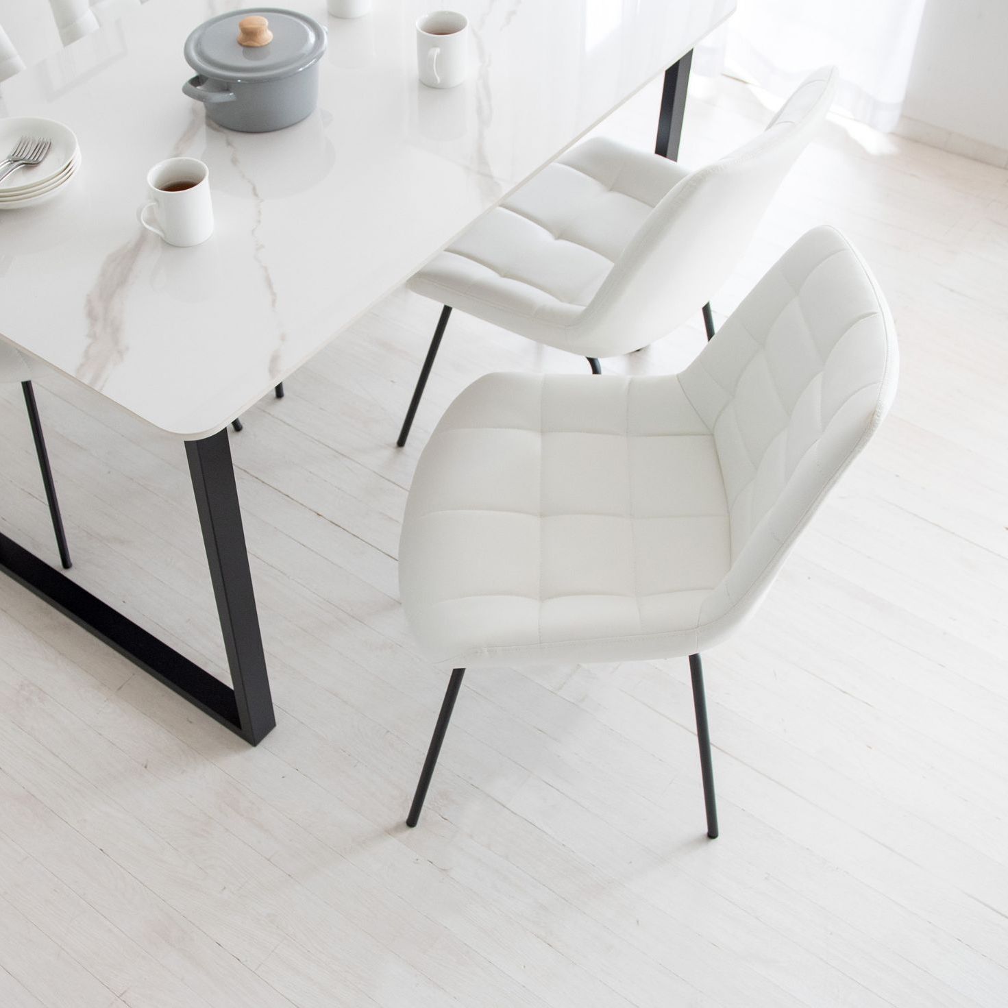 ♪［2脚セット］キルティングデザイン ダイニングチェア 割引